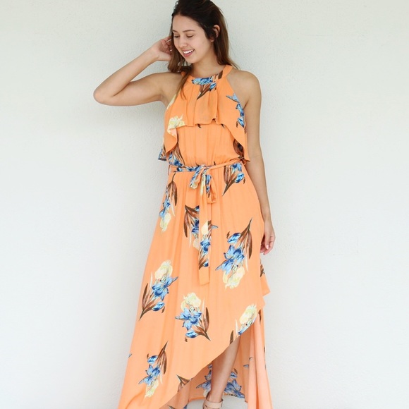 Dresses & Skirts - orange floral maxi dress